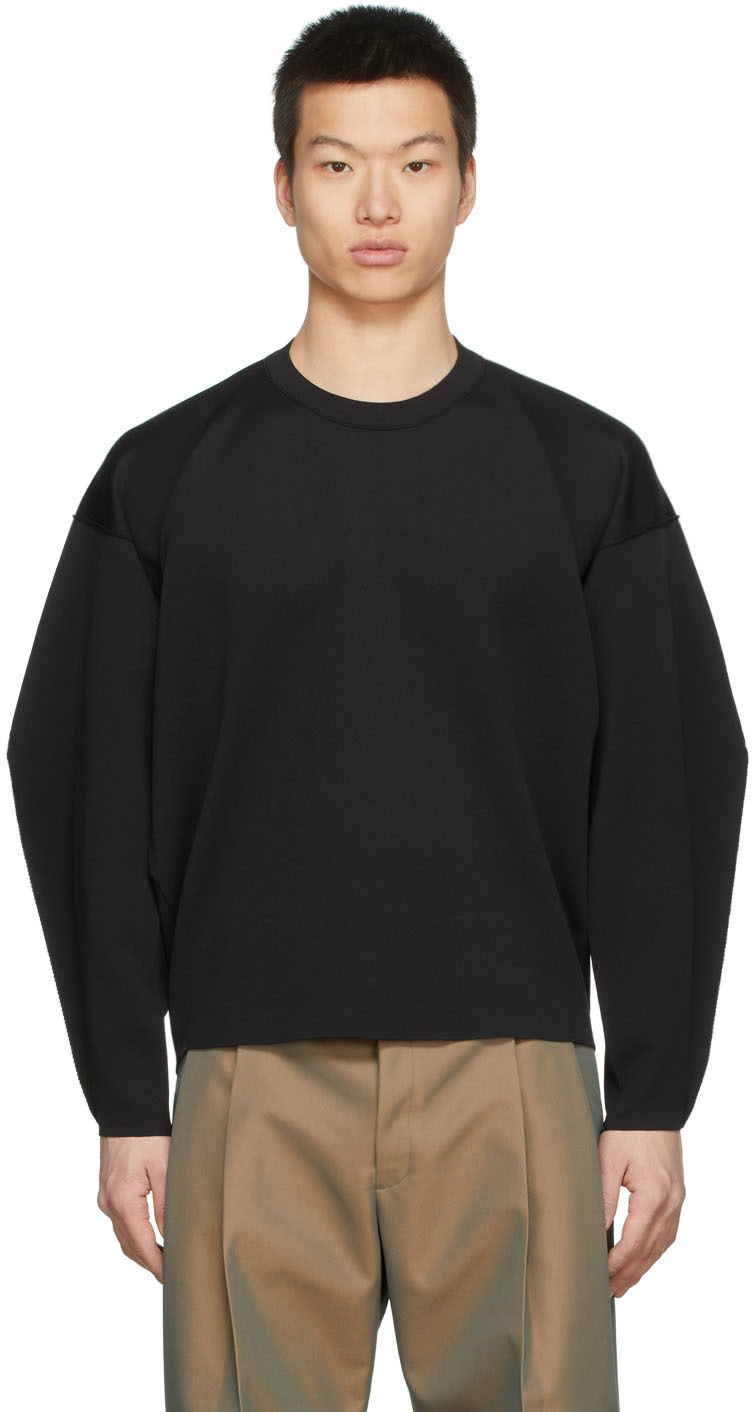 rito structure: Black Oversized Round Neck Sweatshirt | SSENSE Canada