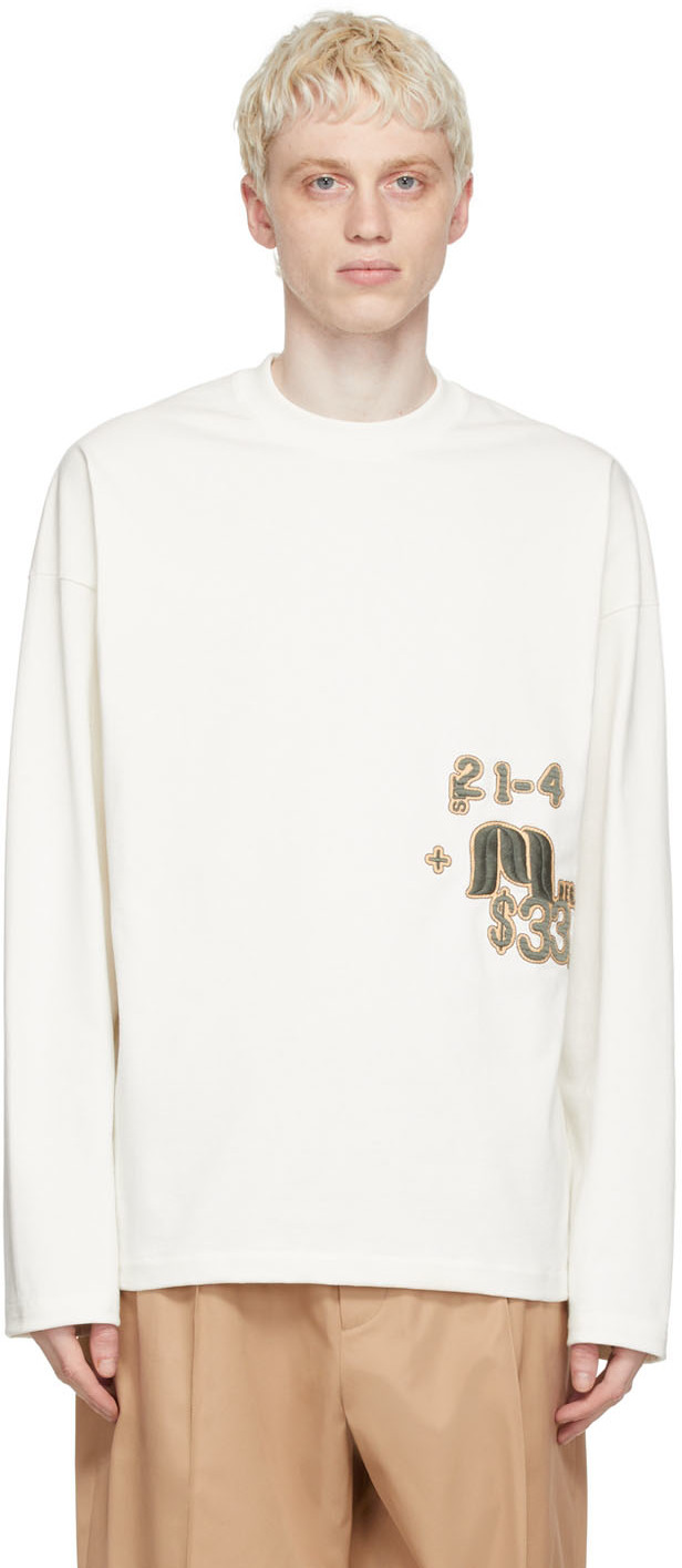 Jil Sander Off-White Cotton Long Sleeve T-Shirt