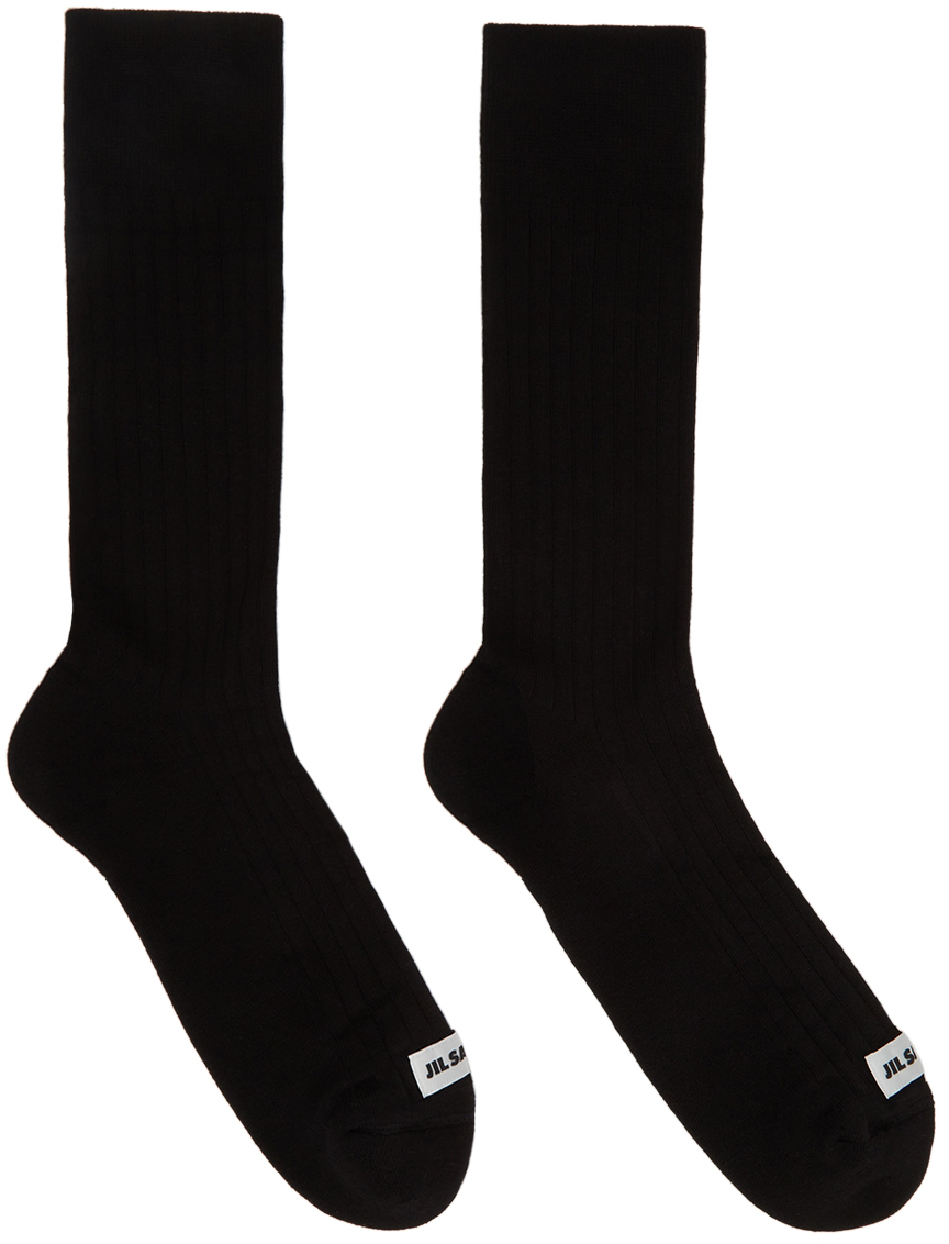 Jil Sander Black Cotton Patch Socks