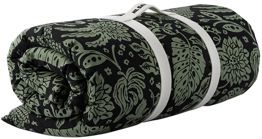 Jil Sander Green & Black Tropical Beach Mat In 351 - Open Green