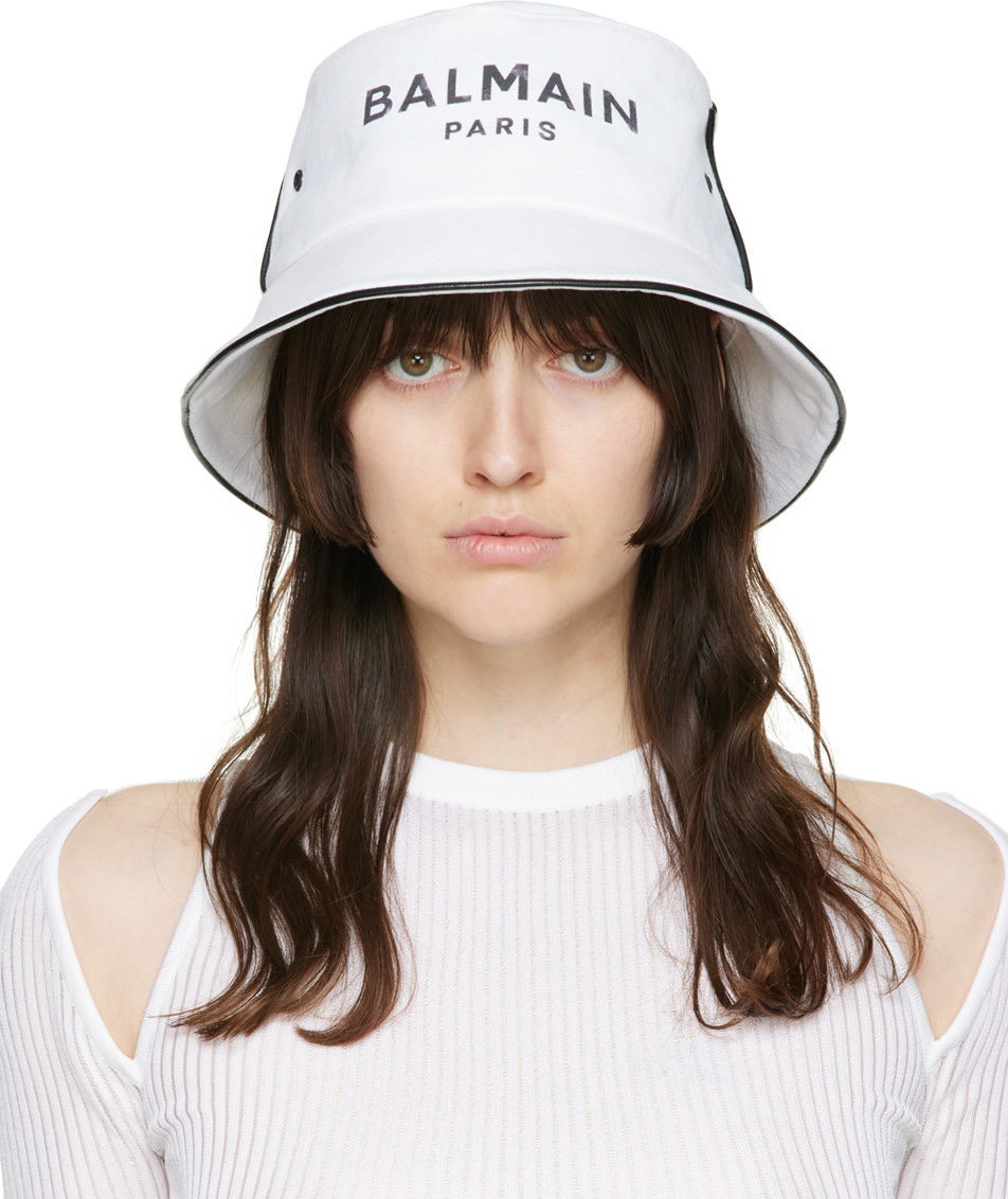 Balmain White B-Army Bucket Hat