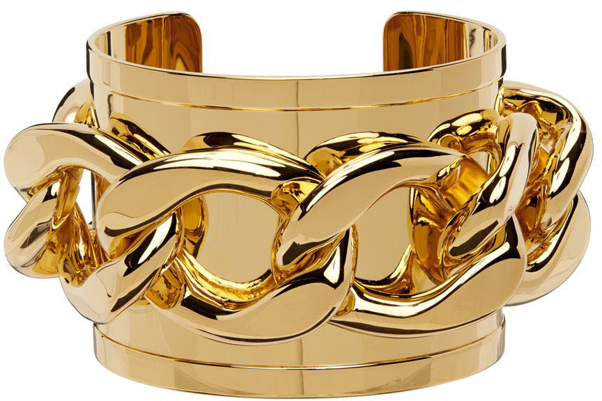 Balmain Gold Chain Cuff Bracelet