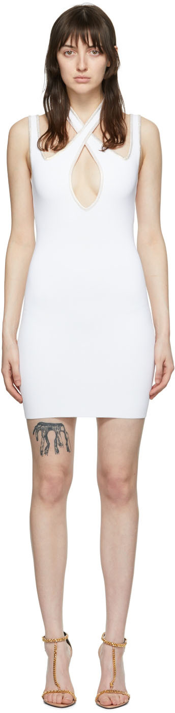 White Viscose Mini Dress