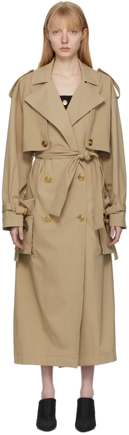 Beige Gabardine Trench Coat