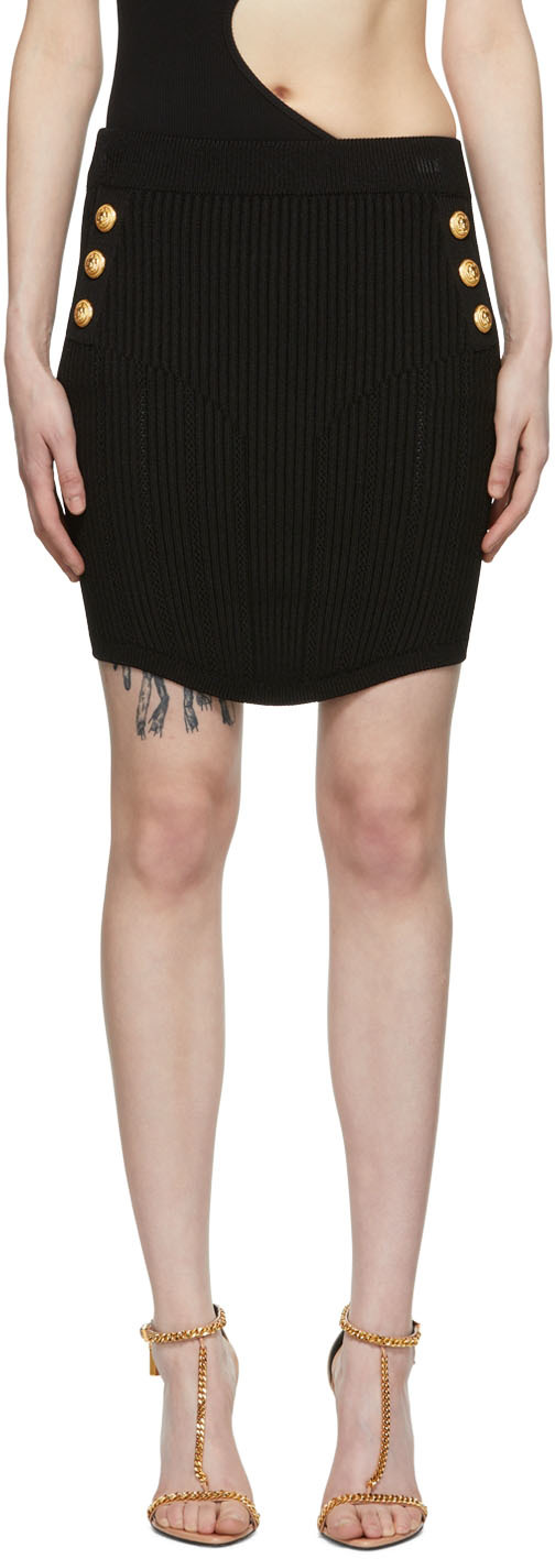 Balmain Black Viscose Mini Skirt