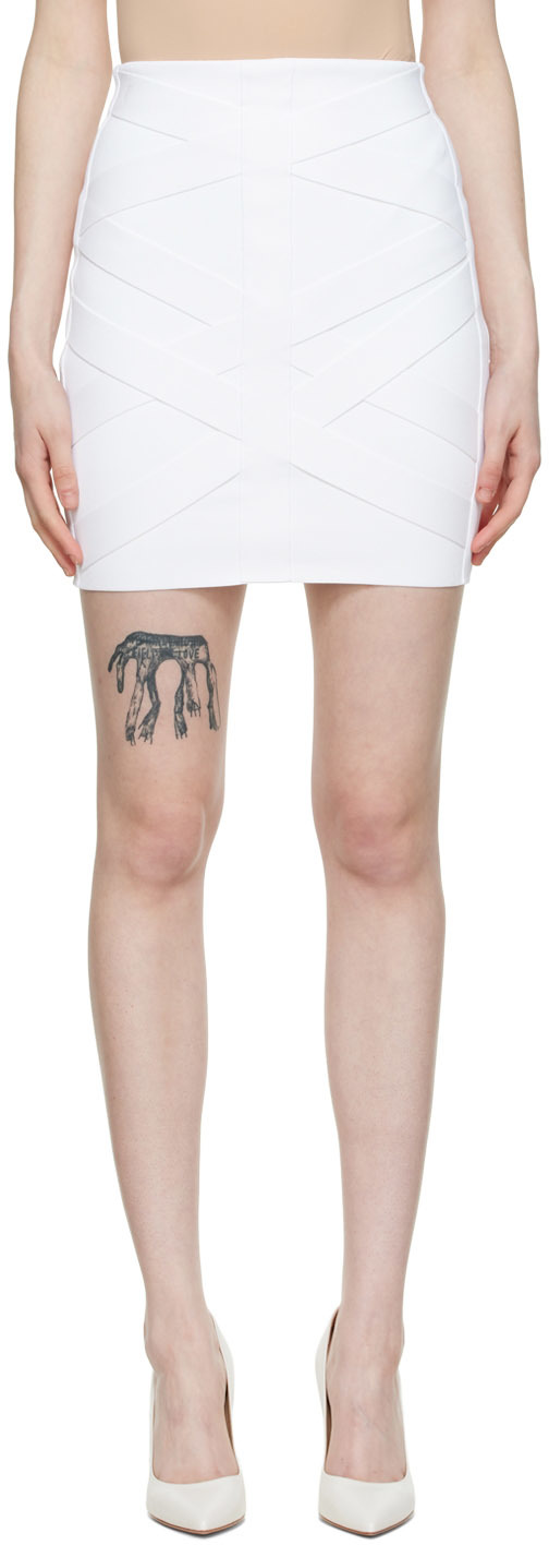 Balmain White Viscose Mini Skirt