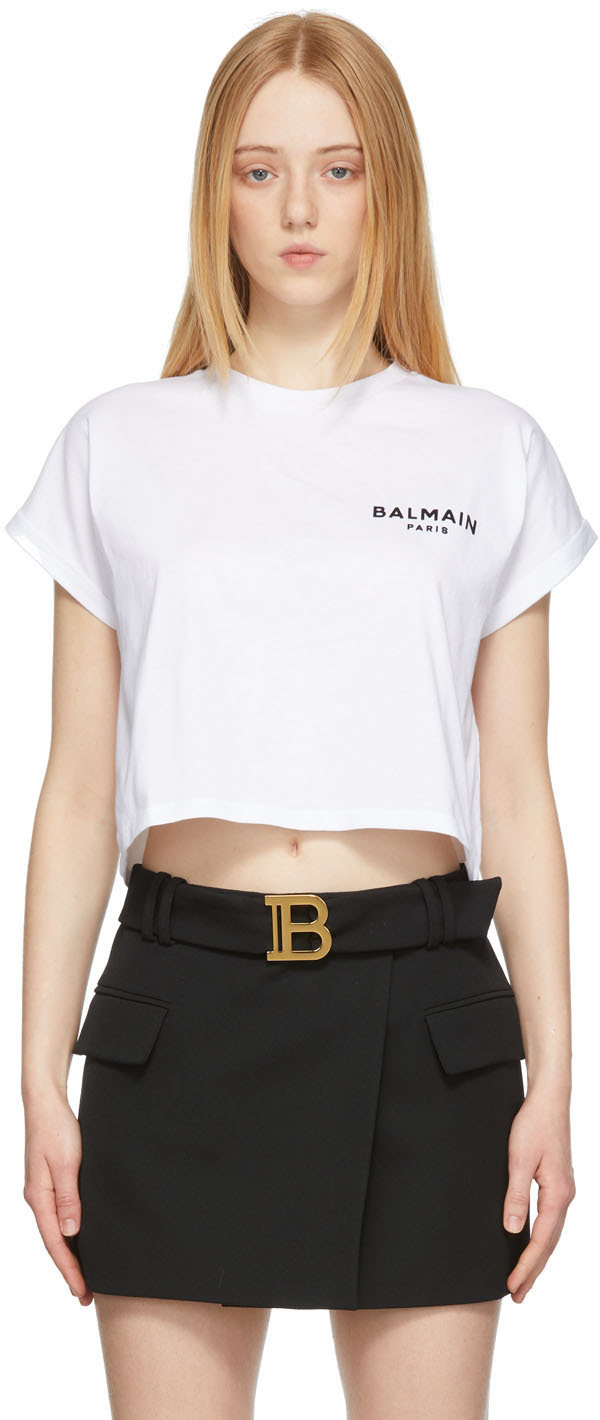 Balmain White Cropped T-Shirt