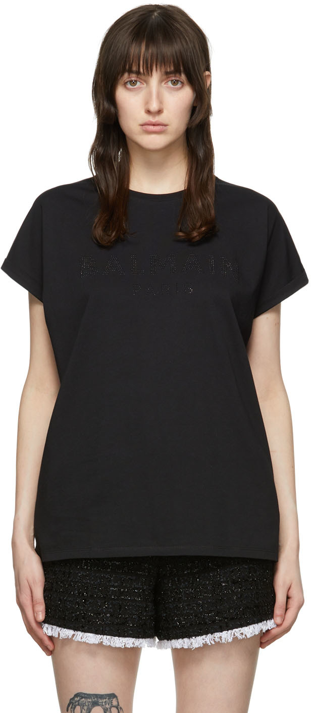 Balmain Black Cotton T-Shirt