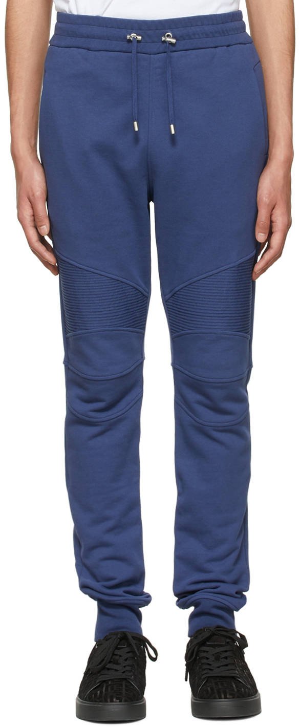 Balmain Blue Cotton Lounge Pants In 6ah Bleu Marine