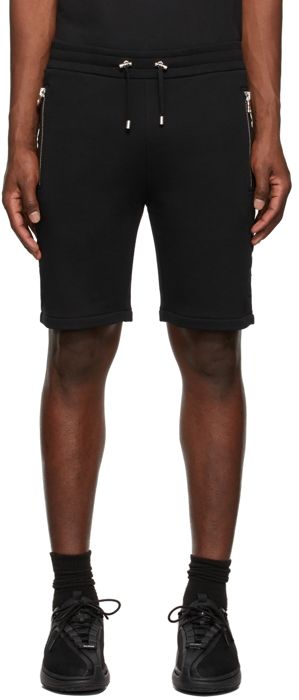 SSENSE Men Clothing Shorts Bermudas Black Embossed Bermuda Shorts 