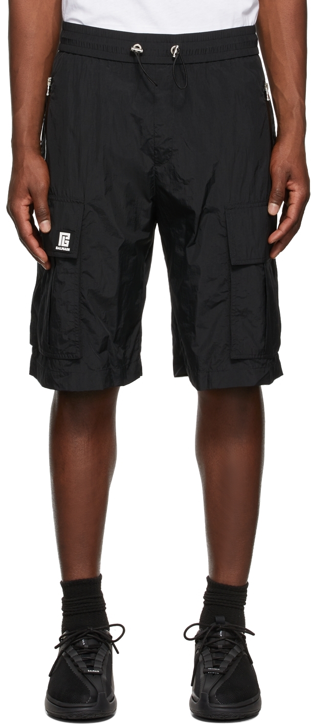 Balmain Black Logo Cargo Shorts