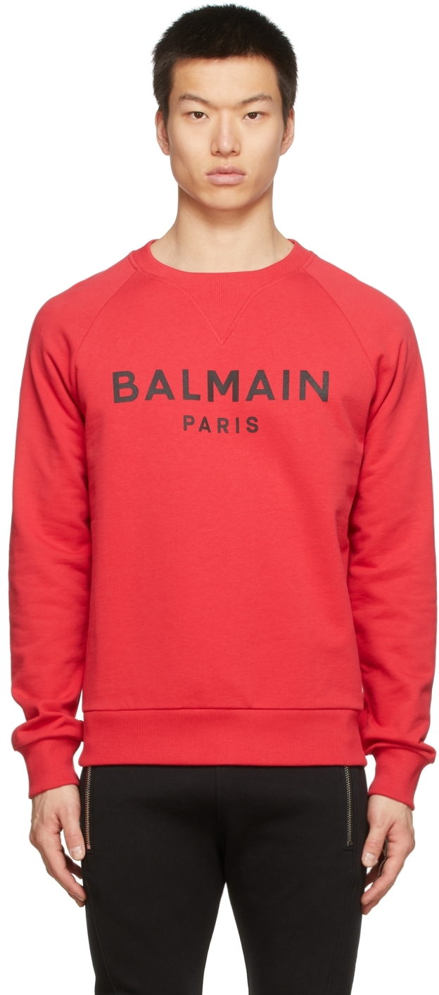 Balmain: Red Sweatshirt | SSENSE