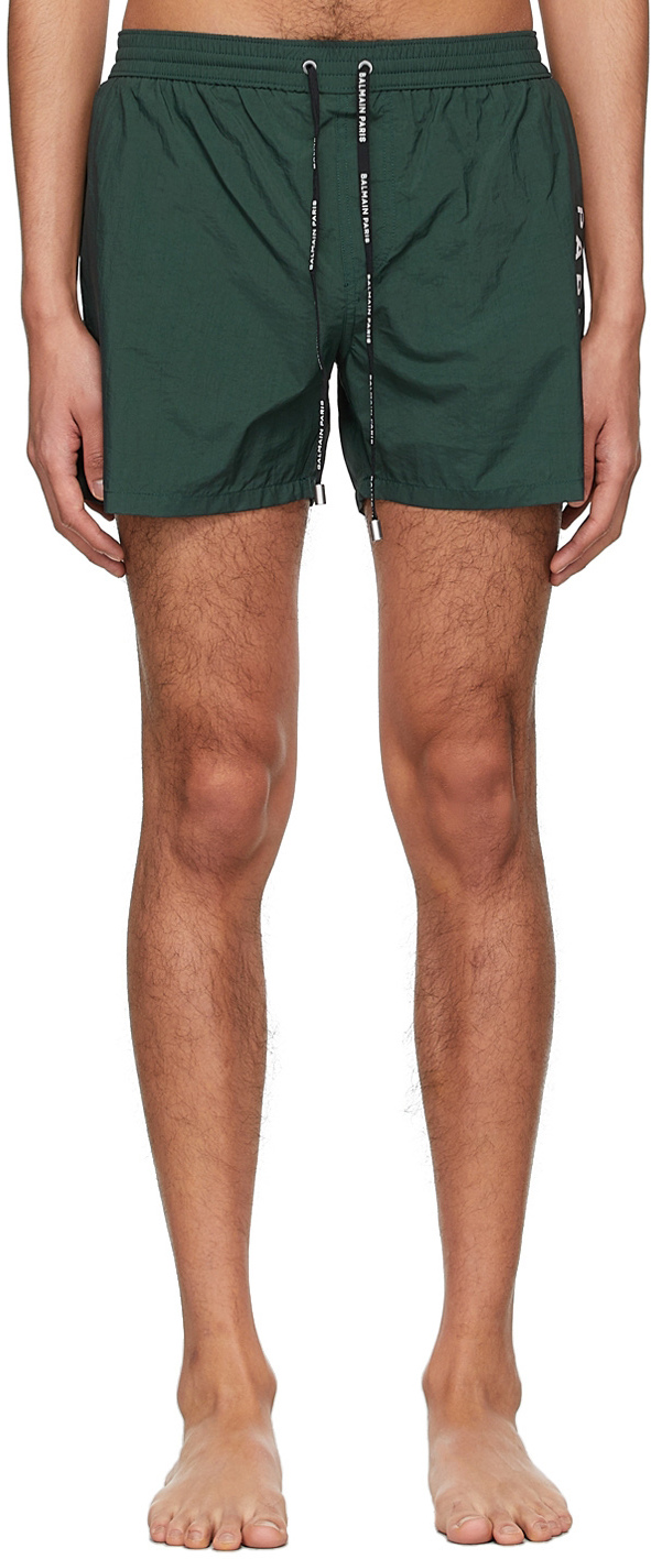 Balmain Green Nylon Swim Shorts