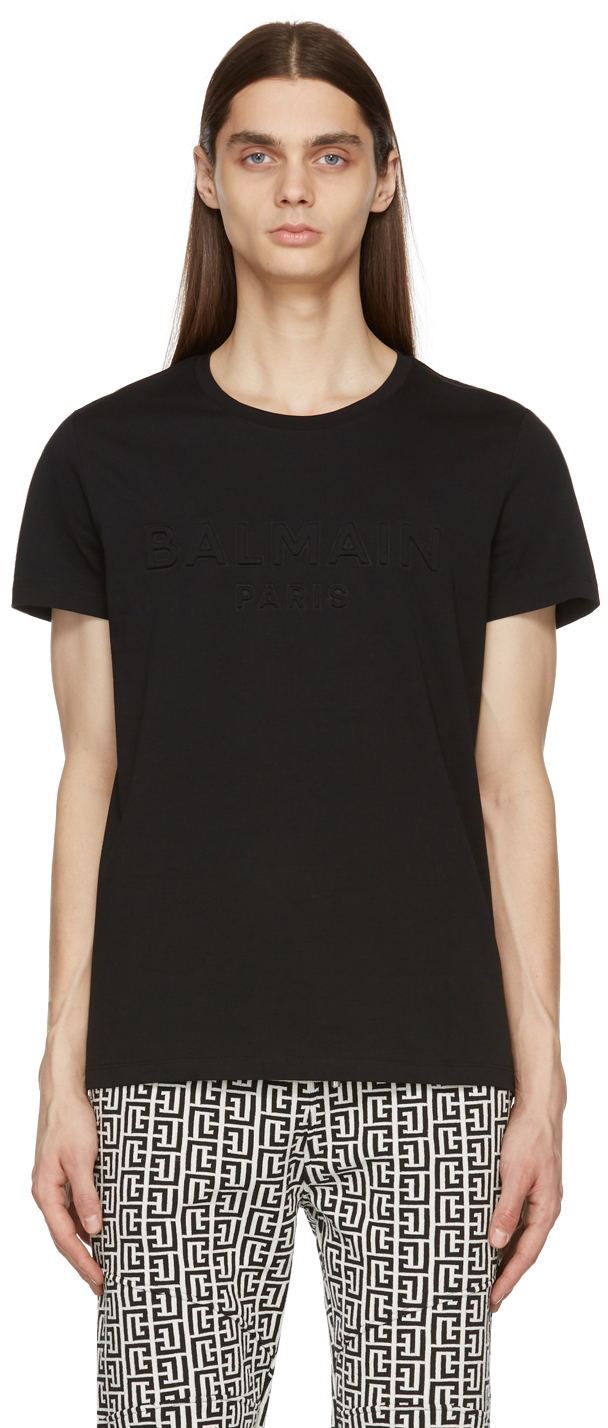 Balmain Black Embossed Logo T-Shirt