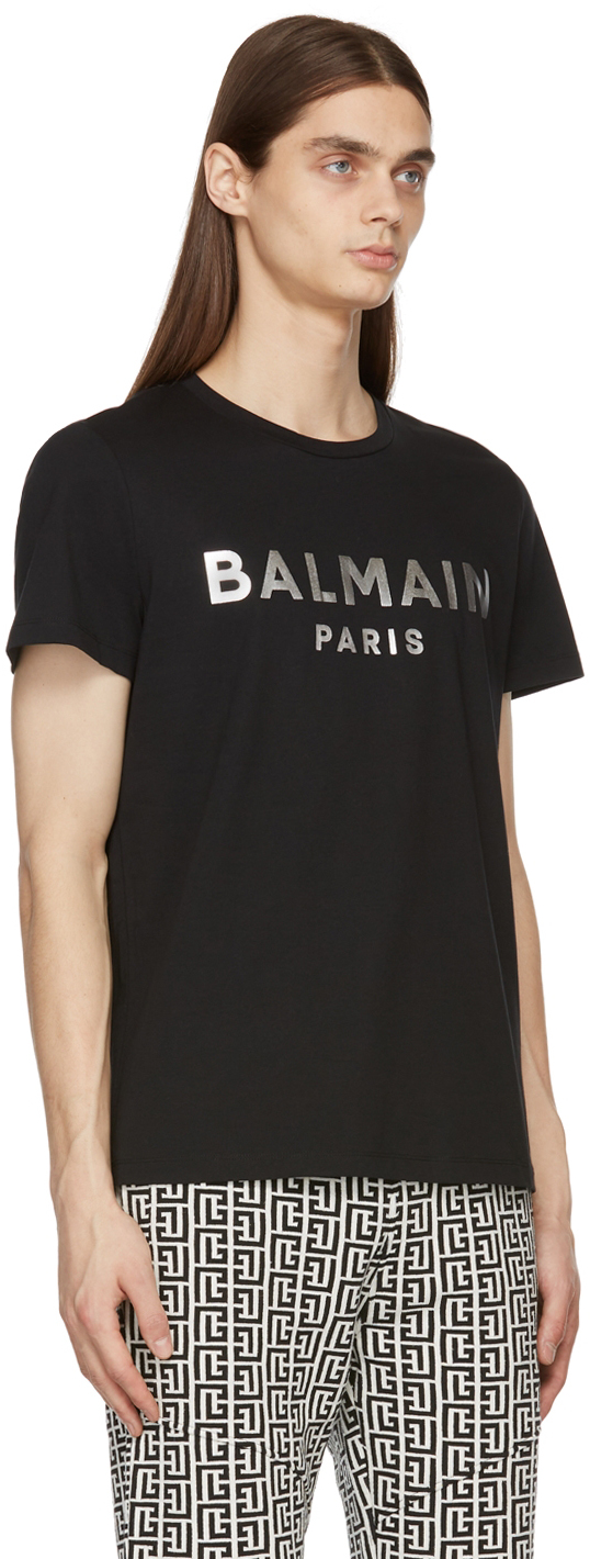 Men's T-shirt With Flock Medallion Logo by Balmain