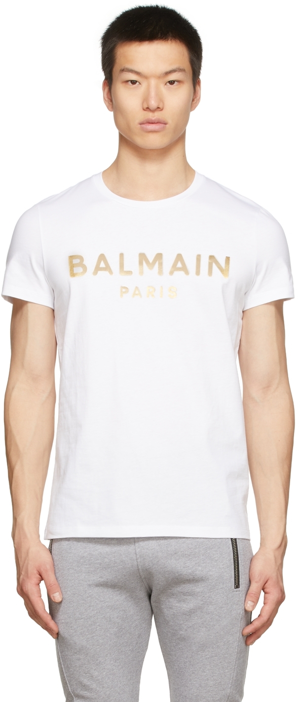 ハイクオリティ BALMAIN バルマン 半袖Tシャツ 2022年春夏新作 XH1EH015 BB15 GAB メンズ クルーネック ロゴ WHITE  ホワイト