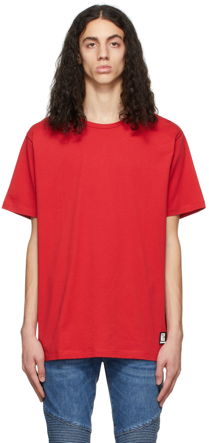 Balmain Red Oversized Logo T-Shirt
