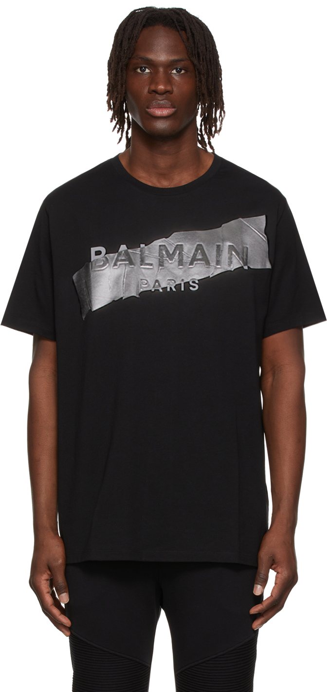 Balmain monogram-pattern Stretch-cotton T-Shirt - Brown