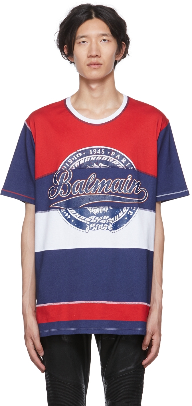 Balmain メンズ tシャツ | SSENSE 日本 お得なセット割 バルマン Tシャツ トップス レッド 赤 Tシャツ/カットソー(半袖/袖なし)