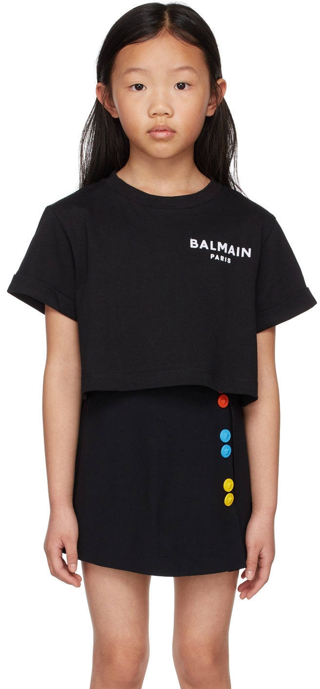 Kids Black Small Logo T-Shirt by Balmain | SSENSE