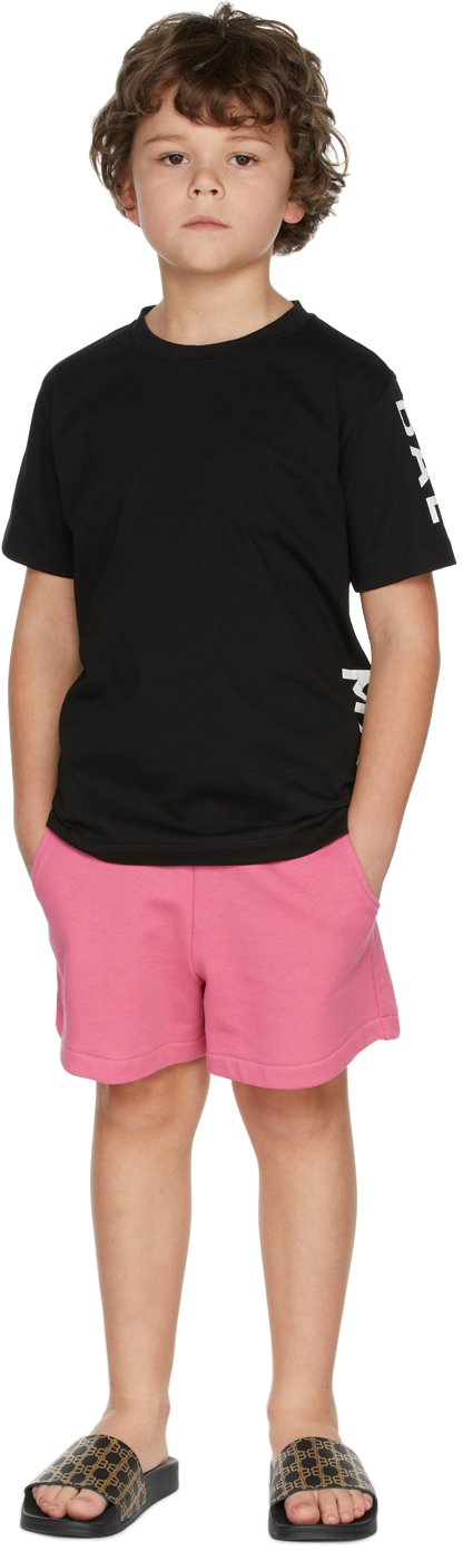 Balmain Kids Pink French Terry Shorts In 590 Hot Pink