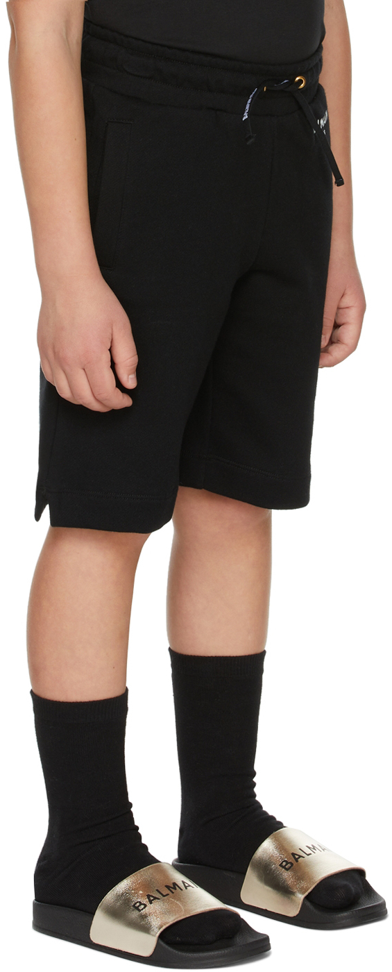 Balmain Teen Logo-print Drawstring Shorts In 930bc Black