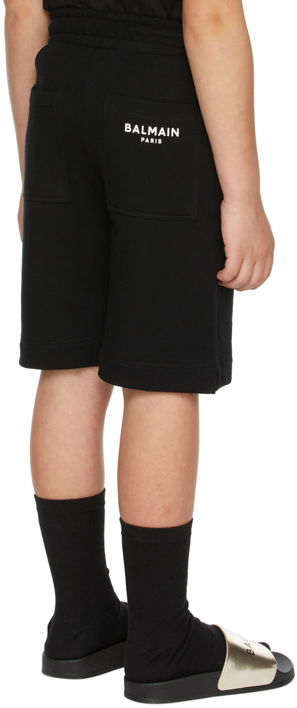 Balmain Teen Logo-print Drawstring Shorts In 930bc Black