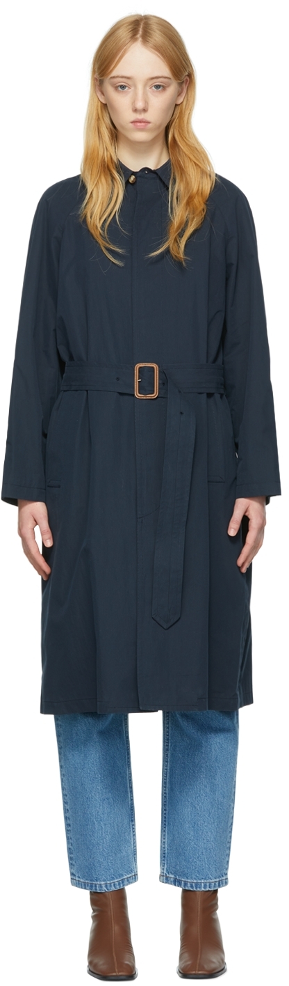 A.P.C. Navy Garance Trench Coat - IAK Dark Navy - Size: 42