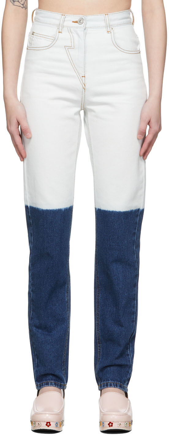 Off-White & Blue Dip Dye Jeans