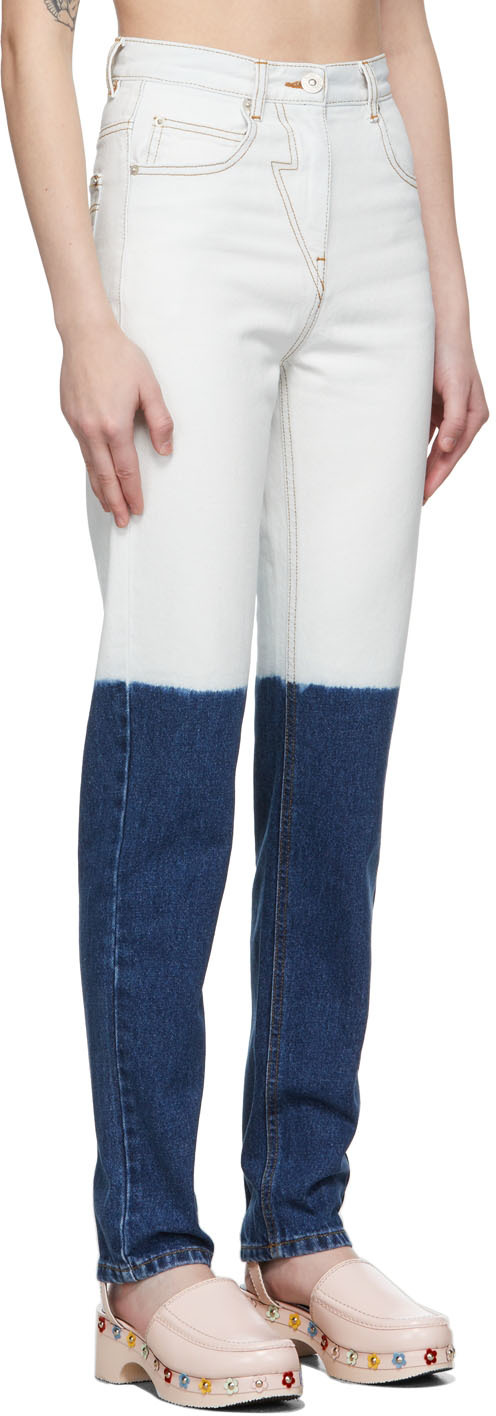 PUSHBUTTON OFF-WHITE & BLUE DIP DYE JEANS 