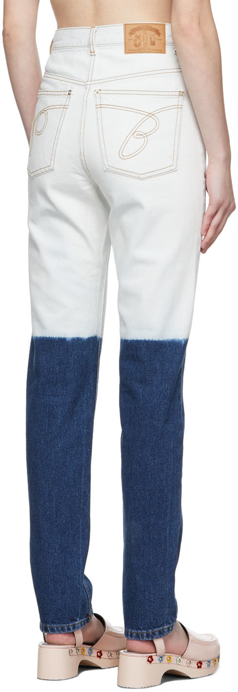 PUSHBUTTON OFF-WHITE & BLUE DIP DYE JEANS 