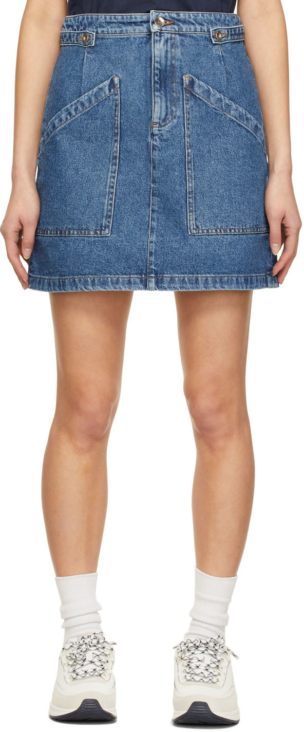 Blue Frayed Edge Mini Skirt Ssense Donna Abbigliamento Gonne Minigonne 