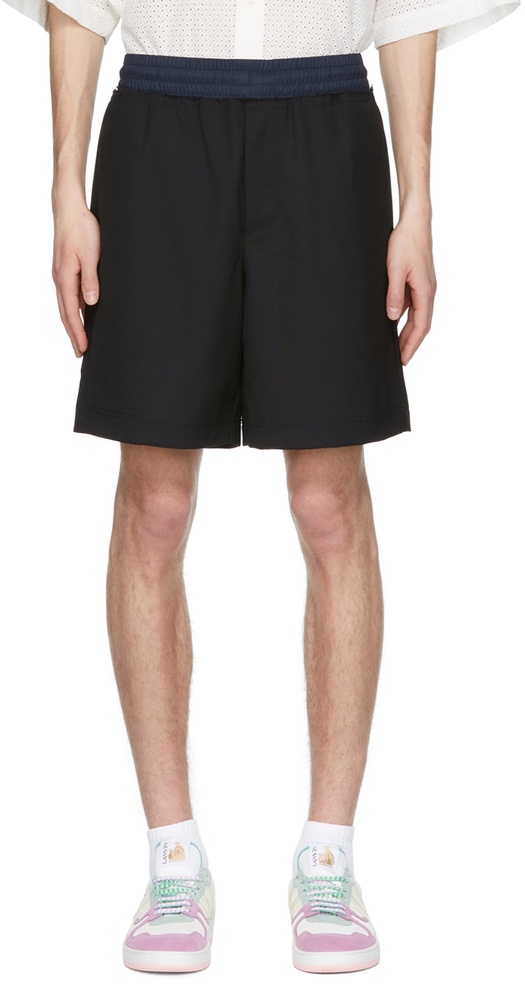 Black Wool Shorts by A PERSONAL NOTE 73 on Sale
