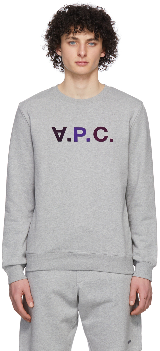 A.P.C. Grey & Burgundy 'V.P.C.' Sweatshirt