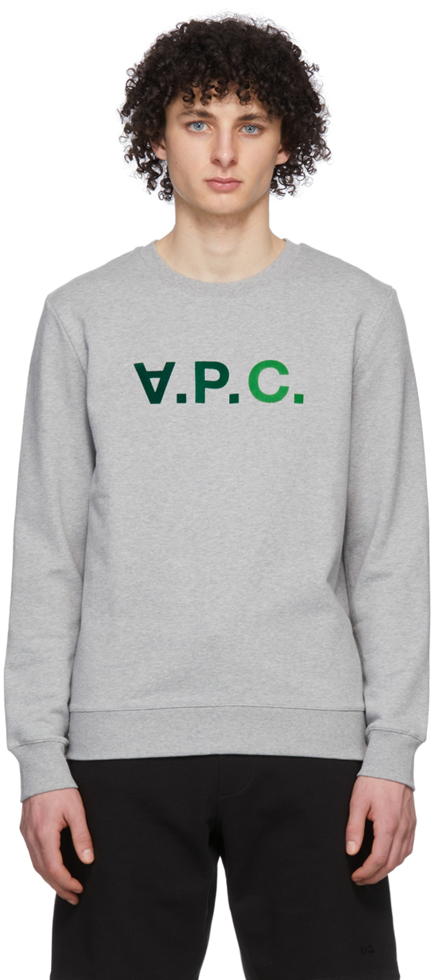 A.P.C. Grey & Green 'V.P.C.' Sweatshirt