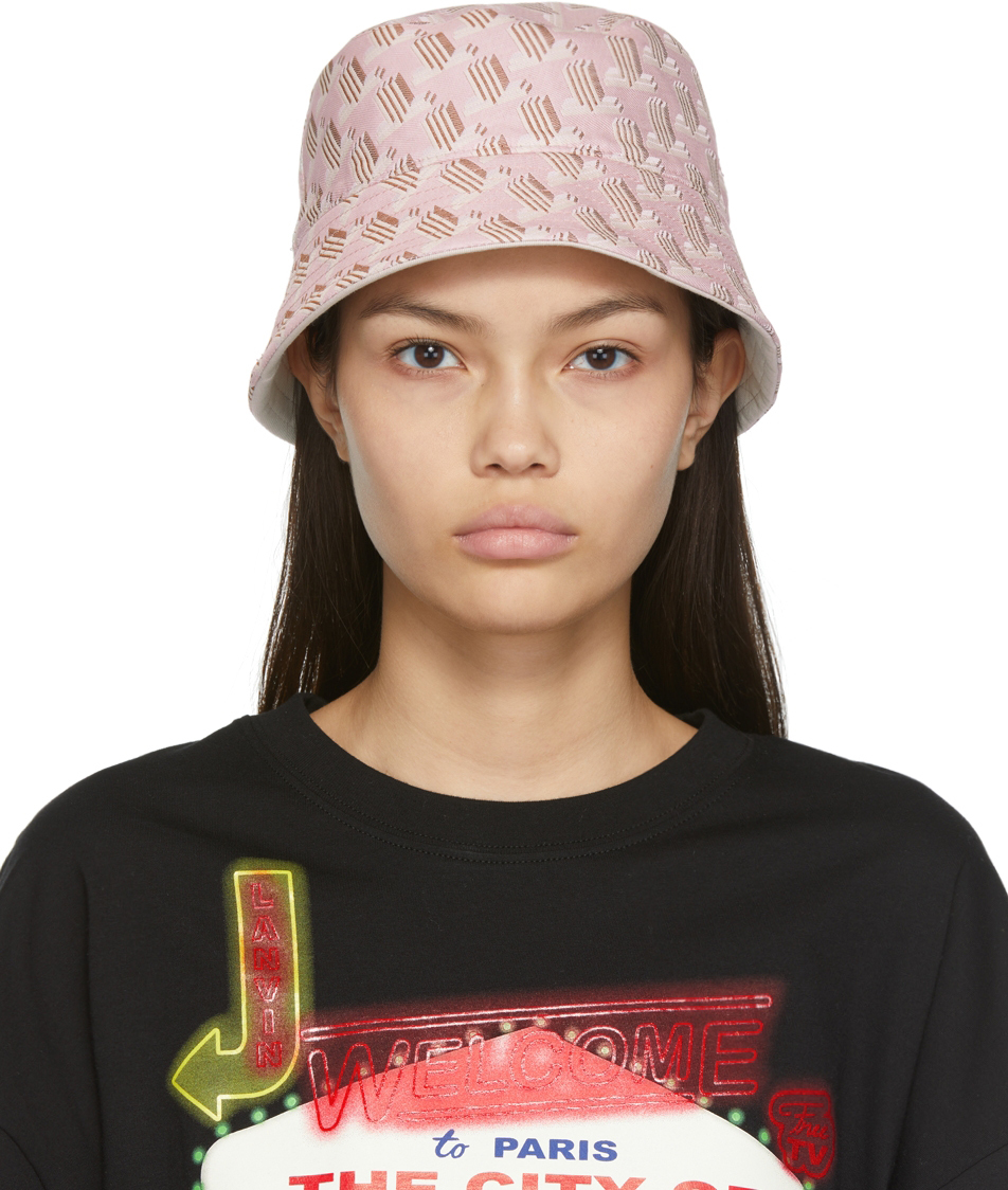 Lanvin: Reversible Pink Logo Bucket Hat | SSENSE Canada