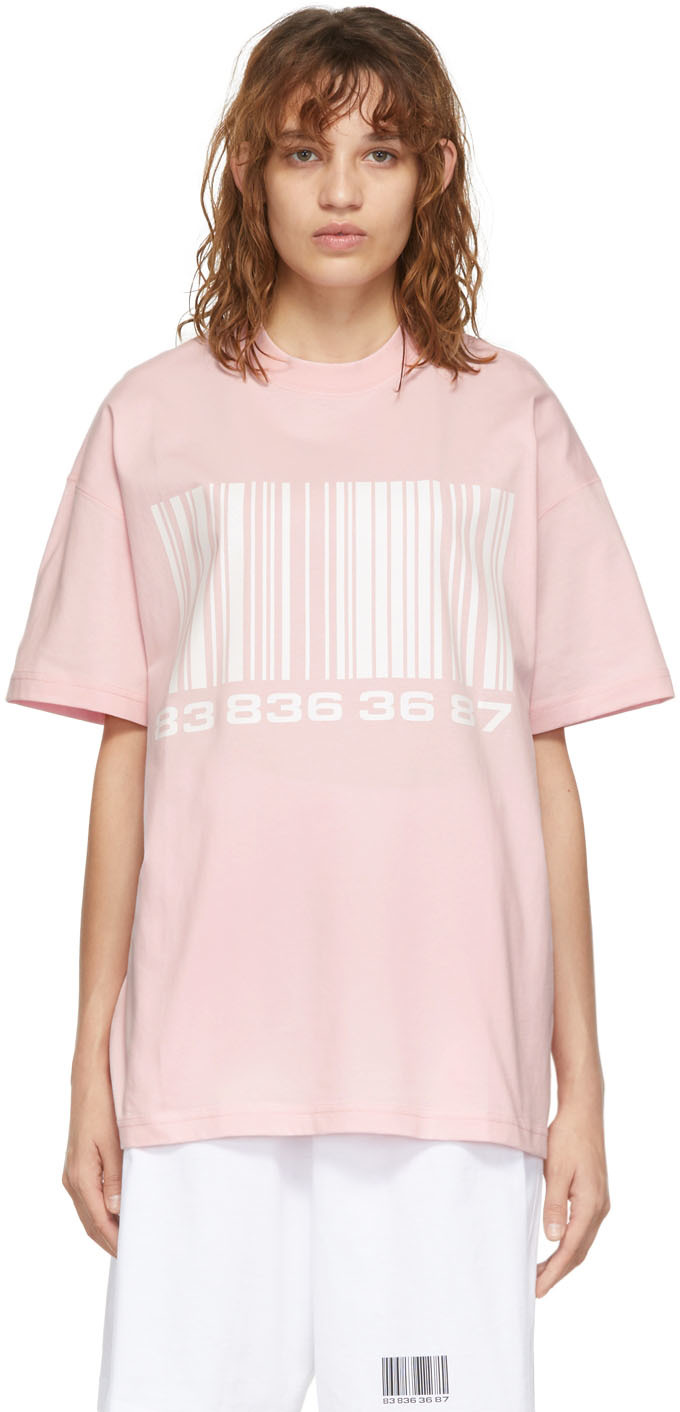 VTMNTS Pink Big Barcode T-Shirt