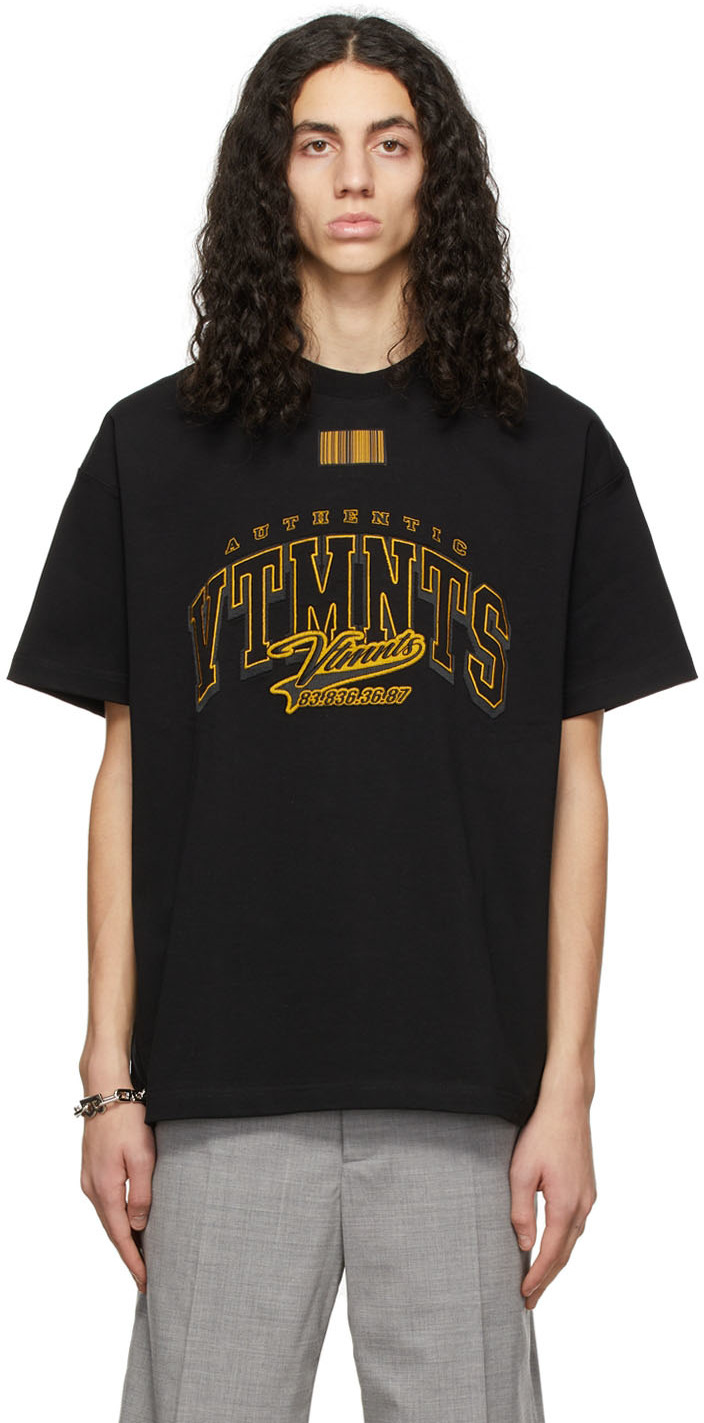 Black & Gold College T-Shirt by VTMNTS on Sale