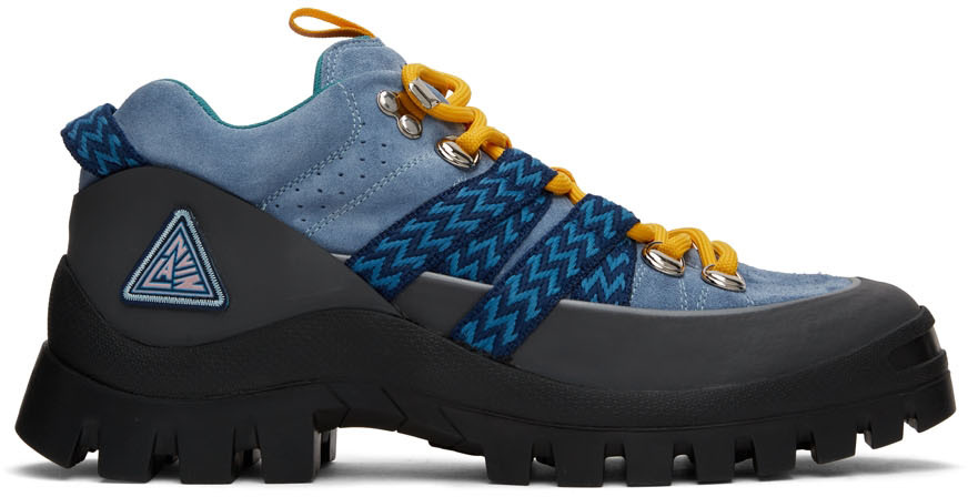 Ssense Uomo Scarpe Stivali Stivali stringati SSENSE Exclusive Blue Hiker Boots 