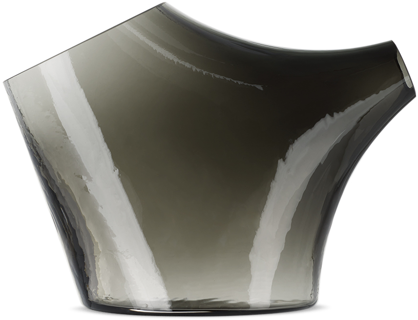 J Hill's Standard Grey Glass Pot Variations Hop Step Vase In Grey Blown Glass