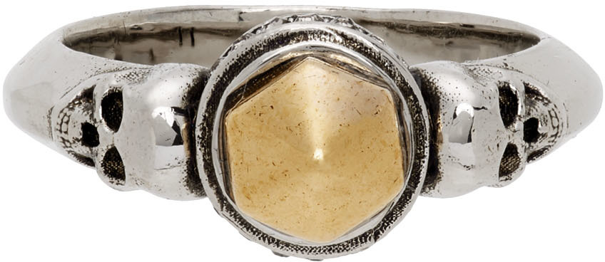 Alexander McQueen Silver & Gold Stud Ring