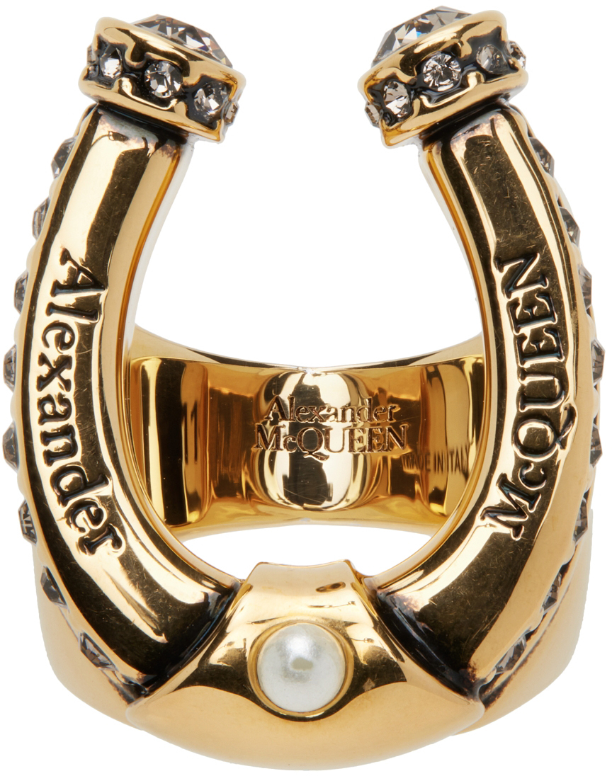 Alexander McQueen Gold Horse Shoe Ring