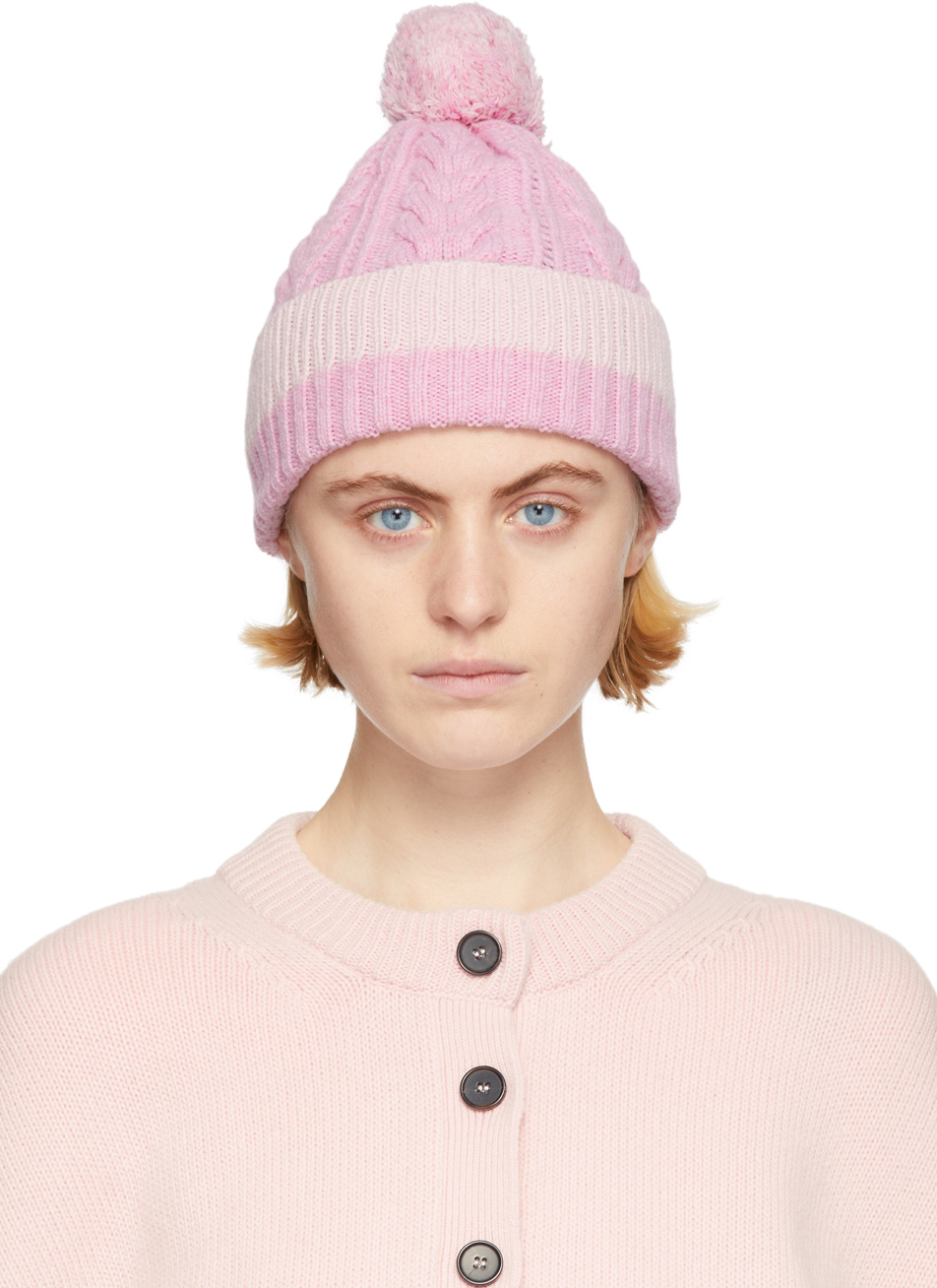Pink Cable Knit Beanie