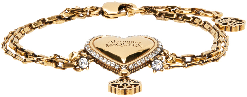 Alexander McQueen Gold Heart Chain Bracelet