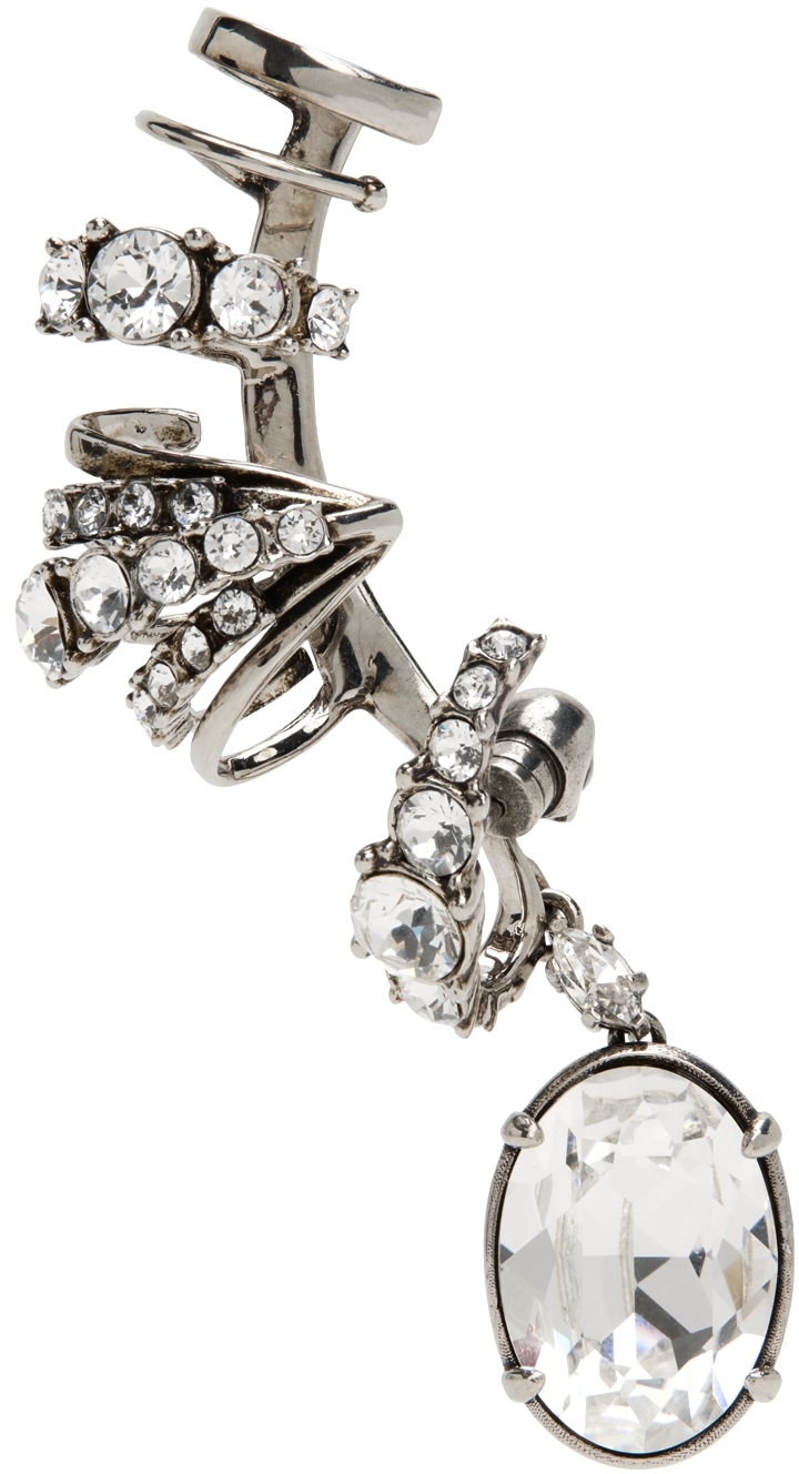 Alexander McQueen Silver Crystal Charm Earring