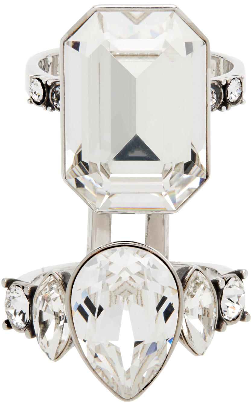 Alexander McQueen Silver Jewel Cushion Ring