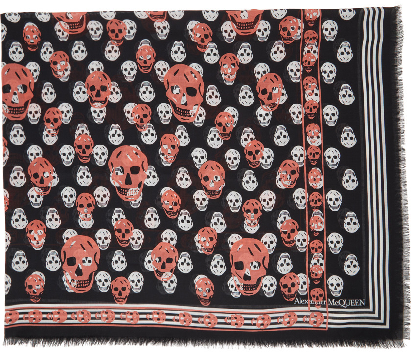 Alexander McQueen: Foulard noir à tête de mort | SSENSE France