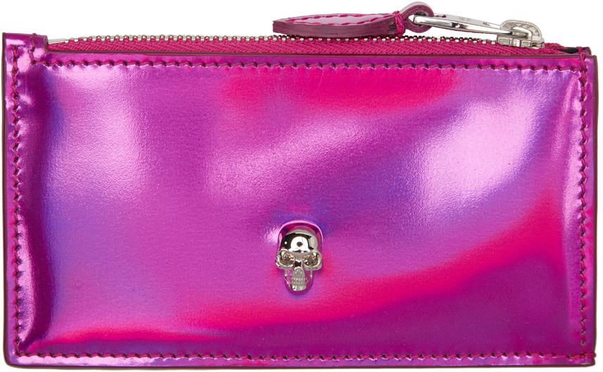 Alexander McQueen Pink Small Skull Zip Wallet