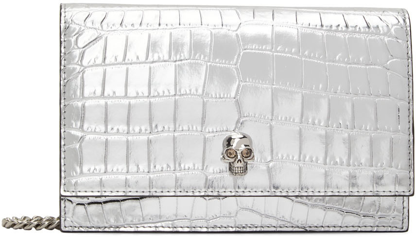 Alexander McQueen Silver Small Skull Shoulder Bag