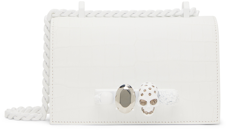 Alexander McQueen White Jewelled Mini Shoulder Bag